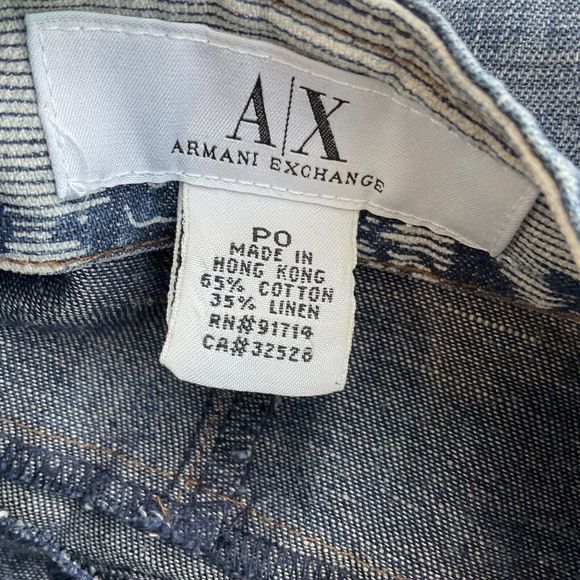 Vintage AX ARMANI EXCHANGE Women Skirt Chambray Cotton Linen Blend Size 0P 90's - Picture 9 of 10